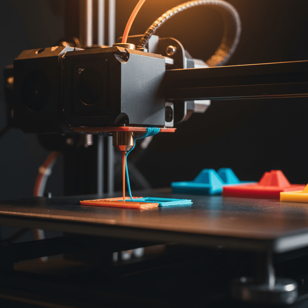 3D printer nozzle extruding filament with precision