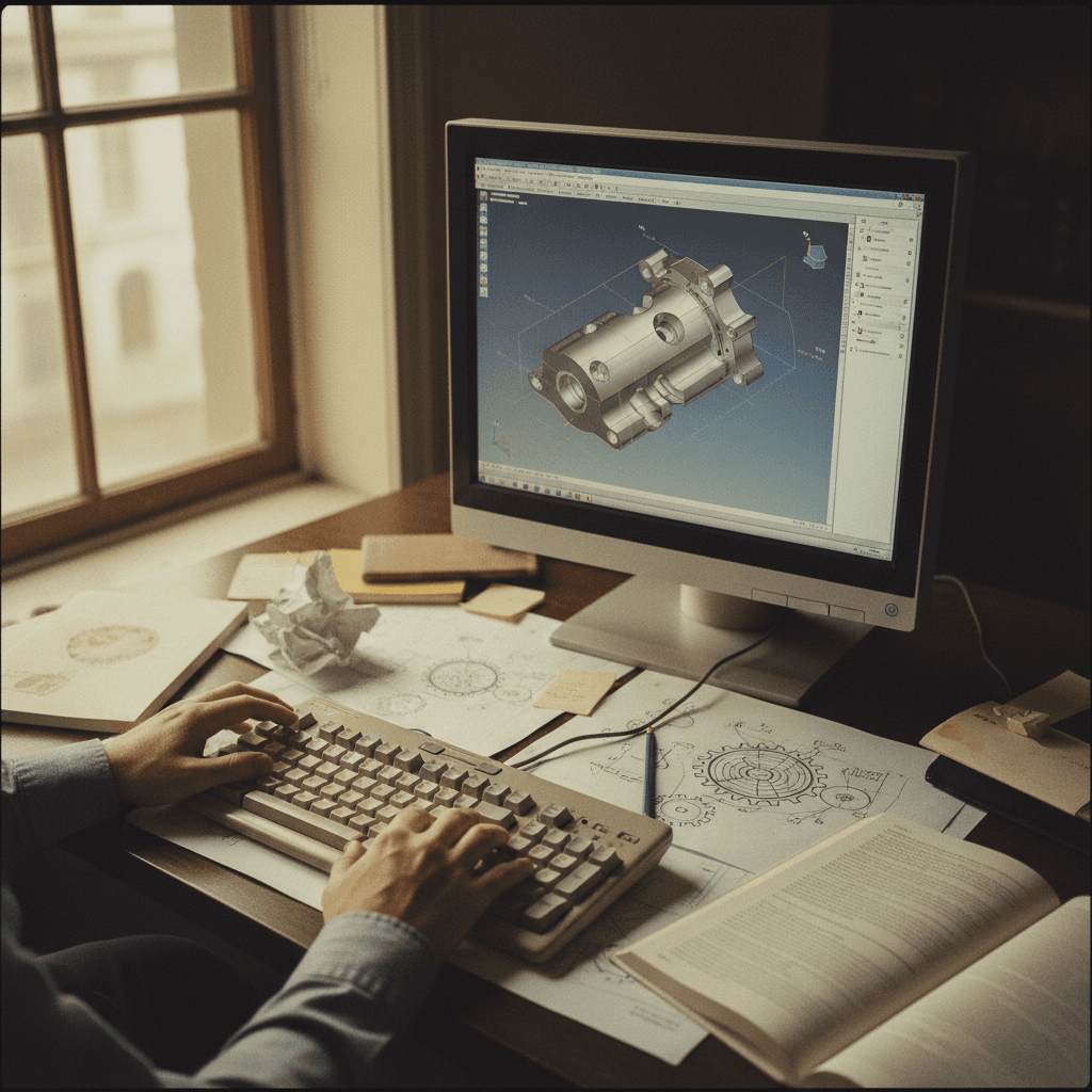 3D CAD design software showing custom part specifications