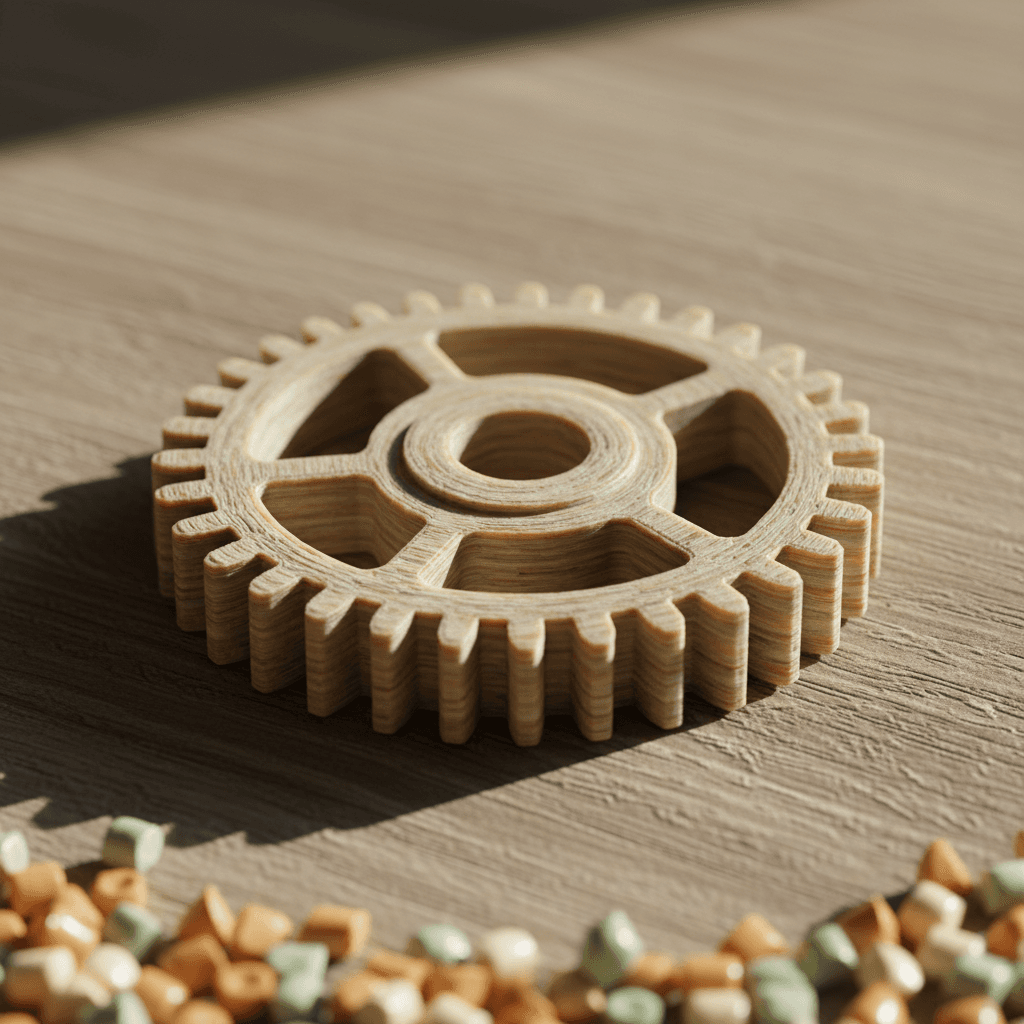 3D printed gear made from recycled plastic filament