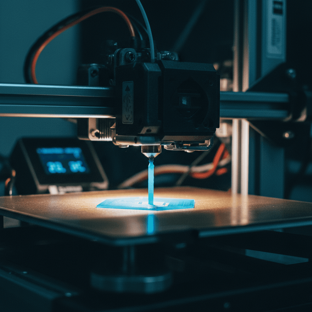 3D printer nozzle in action during rapid prototyping